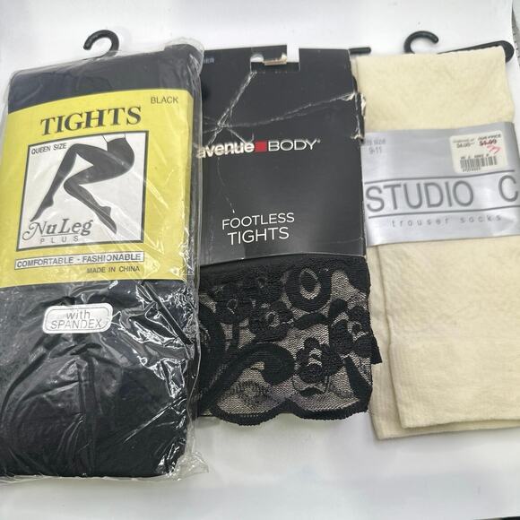 Womens Tights Two pair and one pair of nylon socks. NWT - Picture 1 of 7